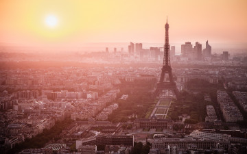 обоя города, париж, франция, город, панорама, эйфелева, башня
