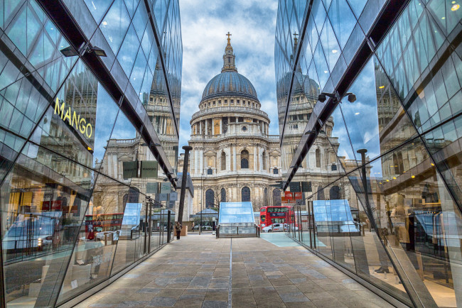 Обои картинки фото st paul`s cathedral`s, города, лондон , великобритания, собор, мост