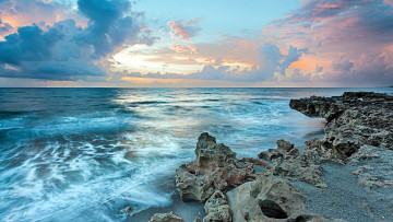 Картинка природа побережье облака вода камни волны