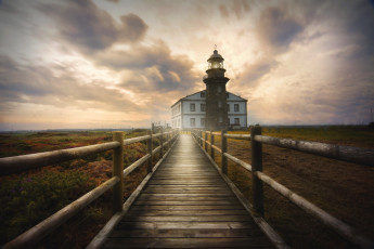 Картинка природа маяки faro cabo de penas sky aviles lighthouse
