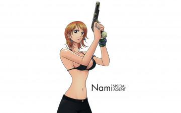 Картинка аниме one+piece браслет нами пистолет девушка брюки белье