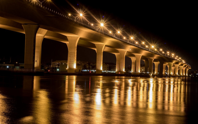 Обои картинки фото города, - мосты, мост, ночной