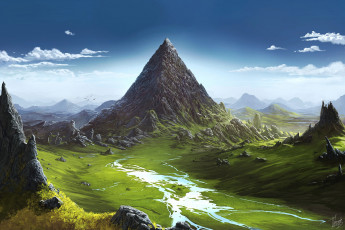 Картинка рисованное природа горы