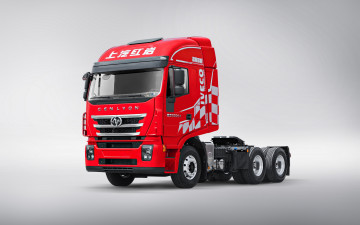 Картинка автомобили грузовики hongyan genlyon 350 2020 c500 тягач 4x2 вид спереди новый красный китайские