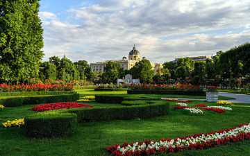 Картинка города вена+ австрия парк клумбы