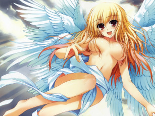 Картинка аниме angels demons крилья девушка