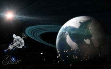 Картинка космос арт метеориты планеты