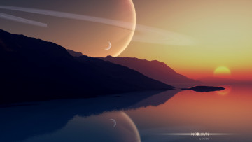 Картинка 3д графика atmosphere mood атмосфера настроения горы планета вода