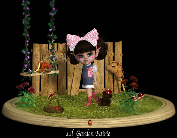 Обои картинки фото 3д, графика, elves, эльфы, девушка, забор, цветы