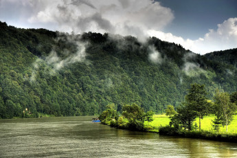 обоя австрия, hofkirchen, природа, реки, озера, горы, река
