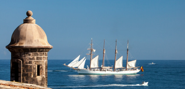 Обои картинки фото juan, sebastian, de, elcano, корабли, парусники, катера, башня, море, ипания, шхуна