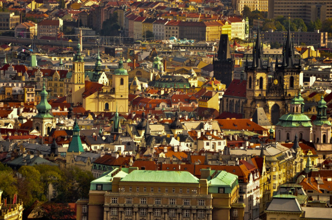 Обои картинки фото города, прага, Чехия, панорама, дома
