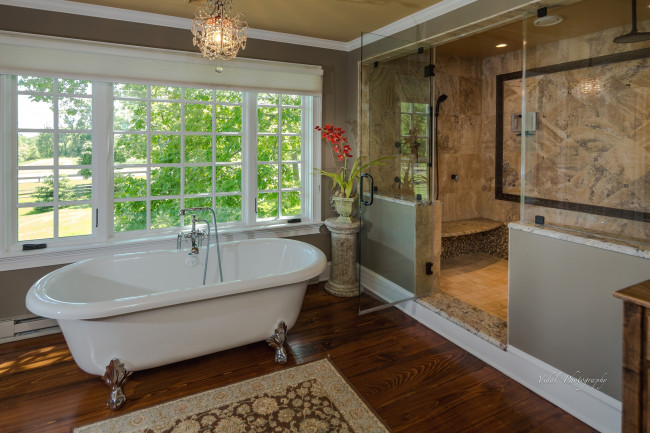 Обои картинки фото интерьер, ванная и туалетная комнаты, ванна, душ, орхидея