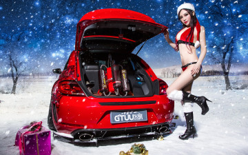 Картинка автомобили -авто+с+девушками подарки снегурочка зима снег автомобиль фон взгляд девушка