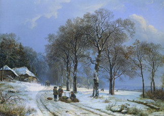 Картинка рисованное живопись баренд корнелис куккук картина масло зимний пейзаж холст