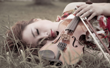 Картинка музыка -другое девушка скрипка отдых сон природа