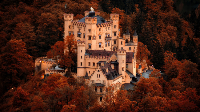 Обои картинки фото hohenschwangau castle, bavaria, germany, города, замки германии, hohenschwangau, castle