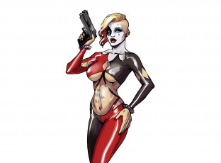 Картинка рисованное комиксы джокер пистолет униформа взгляд фон девушка