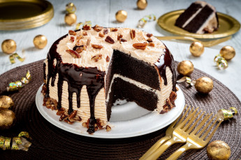 Картинка еда торты шоколадный торт орехи глазурь