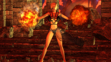 Картинка 3д+графика фантазия+ fantasy девушка фон магия пламя