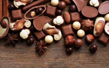обоя еда, конфеты,  шоколад,  мармелад,  сладости, фундук, анис, шоколадные, ассорти