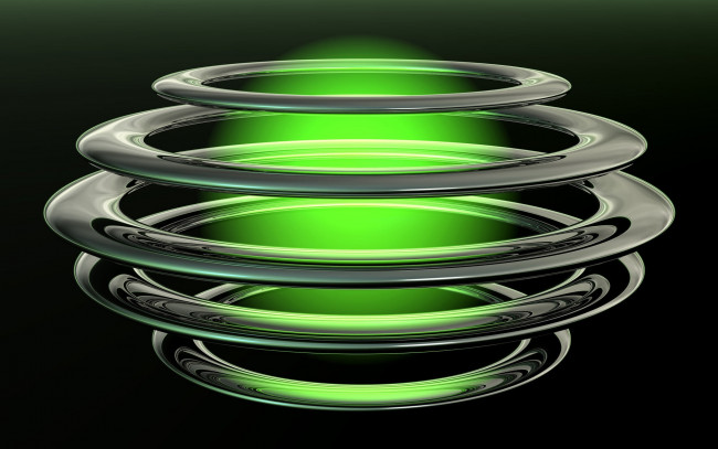 Обои картинки фото rings, 3д, графика, другое, зеленая, сфера