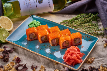 Картинка еда рыба +морепродукты +суши +роллы роллы имбирь вино
