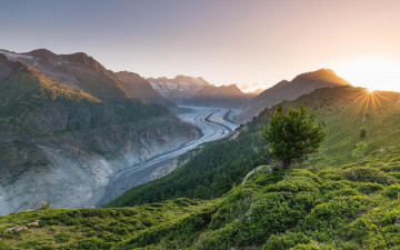 Картинка природа пейзажи пейзаж небо швейцария горы закат