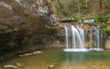 Картинка природа водопады франция каскады де туфс деревья лес водопад