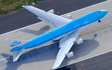Картинка boeing+747-400 авиация пассажирские+самолёты boeing 747-400 royal dutch airlines klm взлет пассажирский лайнер боинг
