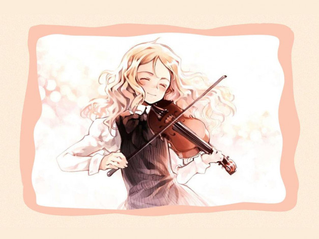 Обои картинки фото quartett, аниме, oyari ashito, музыка, скрипка, девушка