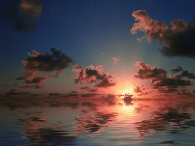 Обои картинки фото природа, восходы, закаты, море, облака