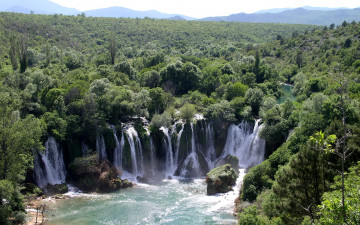 Картинка kravica waterfall река trebizat босния герцеговина природа водопады