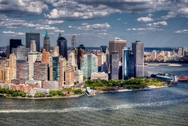 Обои картинки фото города, нью, йорк, сша, небоскребы, вода, манхэттен
