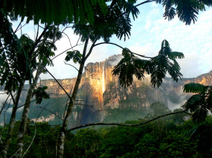 Картинка salto angel природа водопады ангел высочайший в мире водопад обрыв джунгли горы