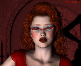 Картинка 3д+графика портрет+ portraits девушка взгляд рыжая очки