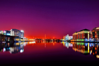 Картинка города дублин+ ирландия dublin огни ночь дома река