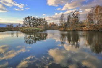 Картинка природа реки озера осень отражение небо zadorina svetlana пруд деревья