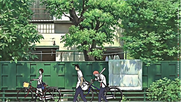 Картинка календари аниме юноша девушка улица дом стена calendar 2019 велосипед