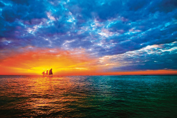 Картинка природа восходы закаты парус тучи закат океан