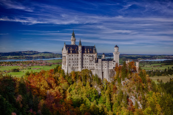 Картинка города замок нойшванштайн германия пейзаж