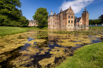обоя kasteel ruurlo, города, замки нидерландов, замок, пруд, парк
