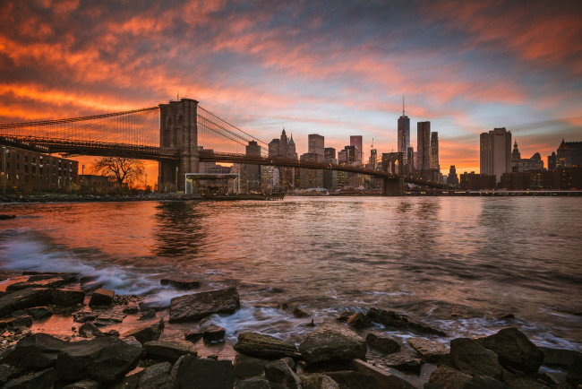 Обои картинки фото manhattan, города, нью-йорк , сша, панорама, мост