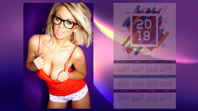 Обои картинки фото календари, девушки, очки, женщина