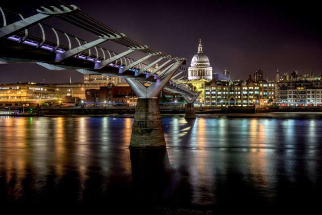 Обои картинки фото millennium bridge, города, лондон , великобритания, простор