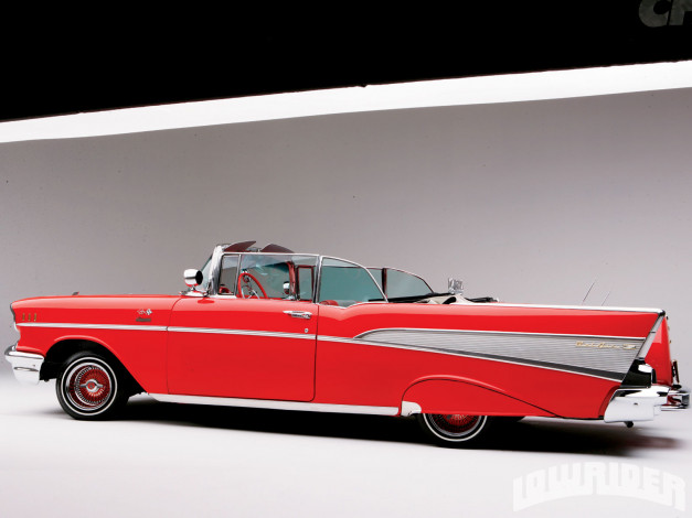 Обои картинки фото 1957, chevy, bel, air, convertible, автомобили, chevrolet, lowrider