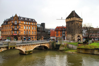 Картинка бельгия эсслинген города мосты река здания башня