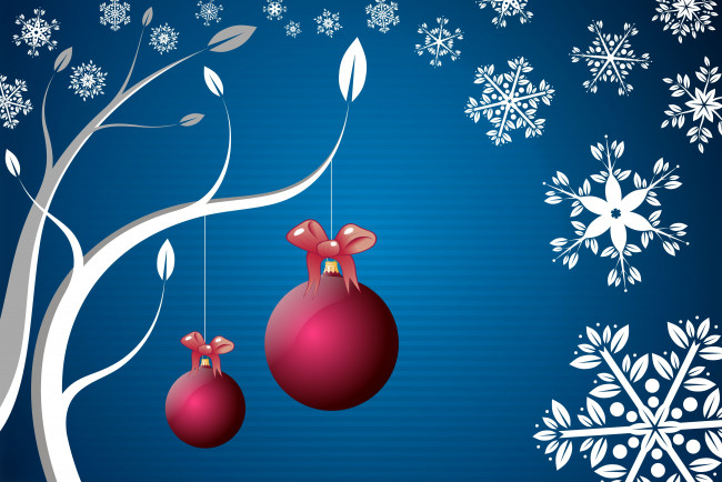 Обои картинки фото праздничные, векторная, графика, новый, год, шар, снежинка