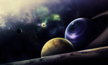 Картинка космос арт звезды планеты кольца туманность