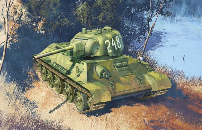 Обои картинки фото рисованные, армия, обр, 1942г, т-34-76, танк, ww2, вов, ссср